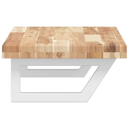 Стенен рафт за мивка, стомана и масивно дърво акация