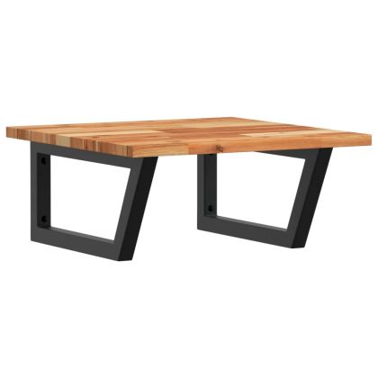 Стенен рафт за мивка, стомана и масивно дърво акация