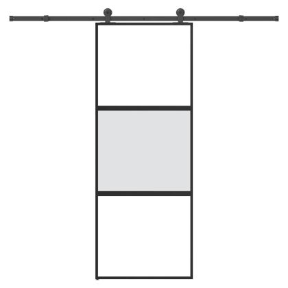 Плъзгаща се врата с обков 76x205 см Закалено стъкло&Алуминий