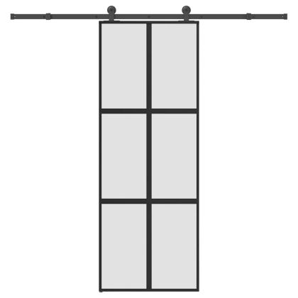 Плъзгаща се врата с обков 76x205 см Закалено стъкло&Алуминий