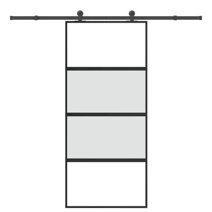 Плъзгаща се врата с обков 90x205 см Закалено стъкло&Алуминий