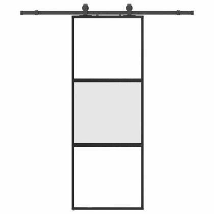 Плъзгаща се врата с комплект обков Черно 76x205 cm