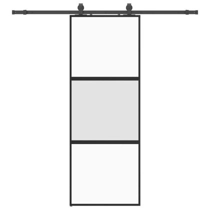 Плъзгаща се врата с комплект обков Черно 76x205 cm