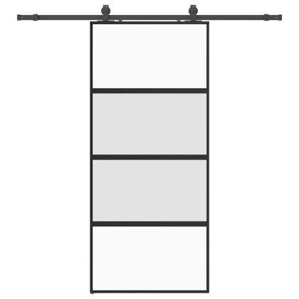 Плъзгаща се врата с комплект обков Черно 90x205 cm