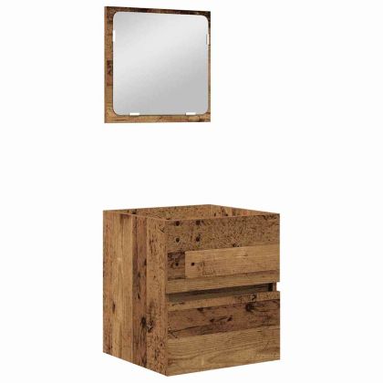 Комплект мебели за баня с чекмедже 2 pcs Стара дървесина и бяло