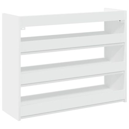 Етажерка за обувки, бяла, 80x25x62 см, инженерно дърво