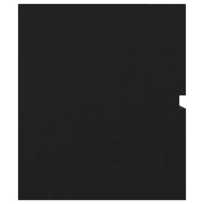 Шкаф за баня с вградена мивка, черен, инженерно дърво