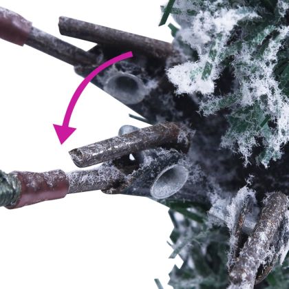 Осветена коледна елха с флокиран сняг и шишарки 195 см PVC и PE