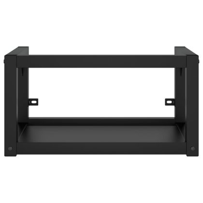 Рамка за мивка за баня с вграден умивалник, черна, желязна