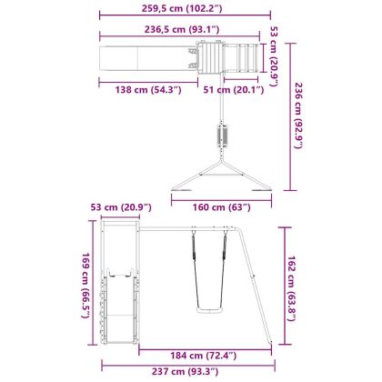 Комбинирано детско съоръжение за игра, импрегниран бор