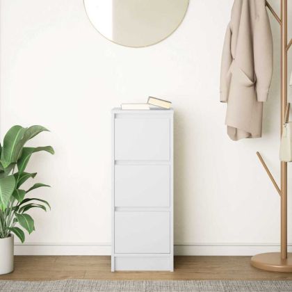 Сайдборд, бял, 29,5x34x76 см, инженерно дърво