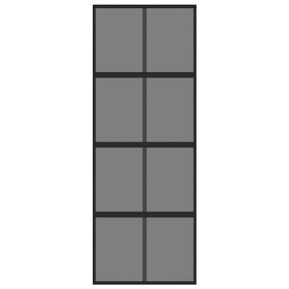 Плъзгаща се врата, черна, 76x205 см, закалено стъкло и алуминий