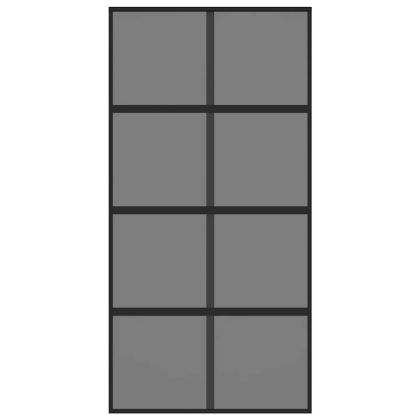 Плъзгаща се врата черна 102,5x205 см закалено стъкло и алуминий