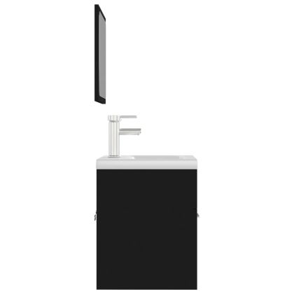 Комплект мебели за баня, черен, ПДЧ