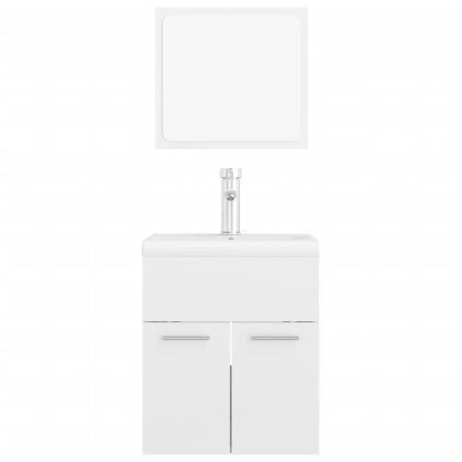 Комплект мебели за баня, бял гланц, ПДЧ