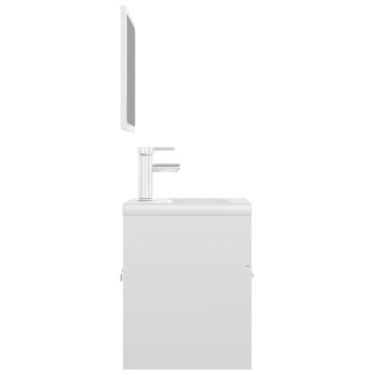 Комплект мебели за баня, бял гланц, ПДЧ