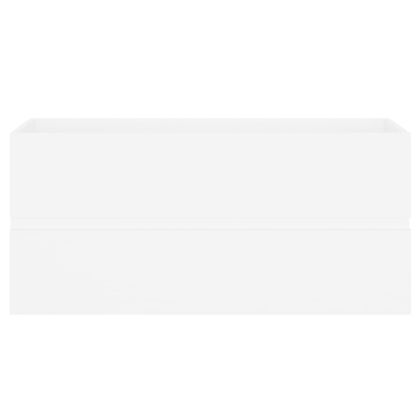 Шкаф за мивка с вградено корито, бял, инженерно дърво