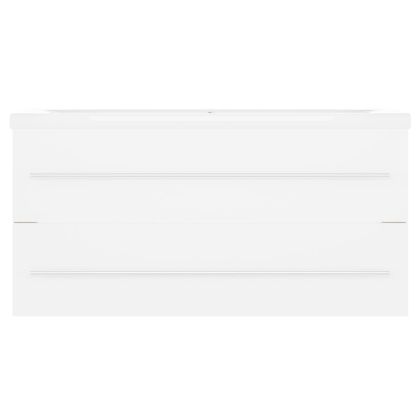 Шкаф за баня с вградена мивка, бял, ПДЧ