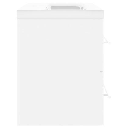 Шкаф за баня с вградена мивка, бял, ПДЧ