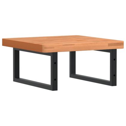 Стенен рафт за мивка, стомана и масивно дърво бук