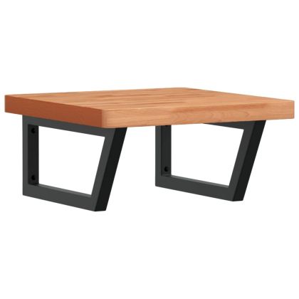 Стенен рафт за мивка, стомана и масивно дърво бук