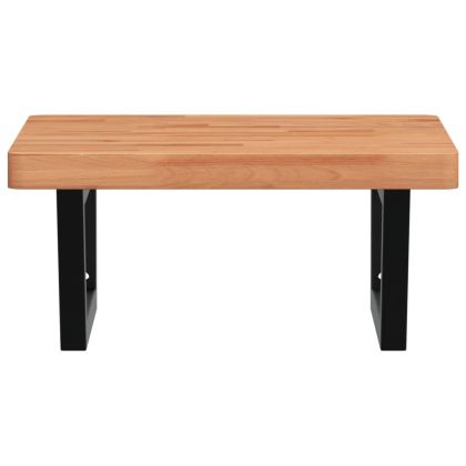 Стенен рафт за мивка, стомана и масивно дърво бук