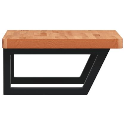 Стенен рафт за мивка, стомана и масивно дърво бук