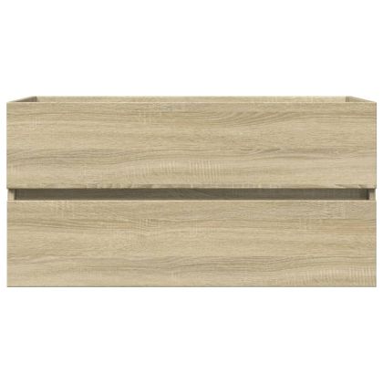 Комплект мебели за баня от 2 части, керамика и инженерно дърво