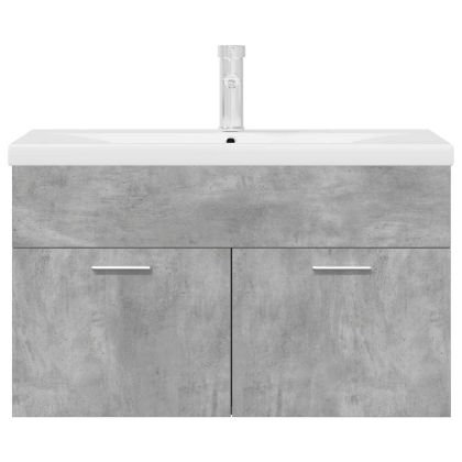 Шкаф за мивка за баня с вградена мивка и смесител Бетон сив