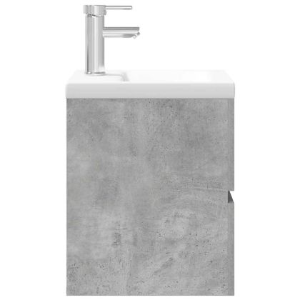 Комплект мебели за баня от 2 части бетонно сив инженерно дърво