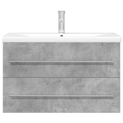 Комплект мебели за баня от 2 части бетонно сив инженерно дърво