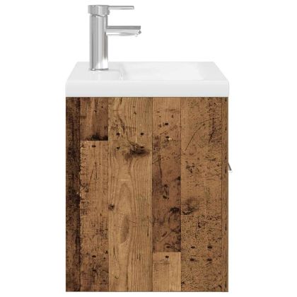 шкаф за мивка с вграден басейн и смесител Старо дърво