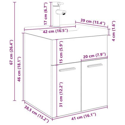 шкаф за мивка с вграден басейн и смесител Старо дърво