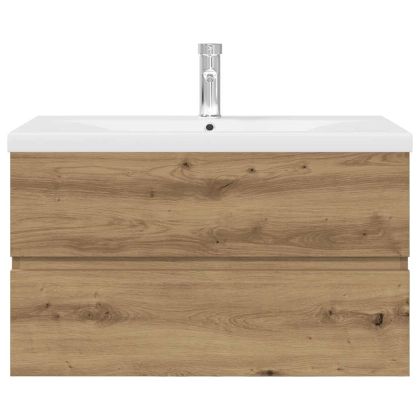 Шкаф за мивка с вграден умивалник и смесител Дъб артизан