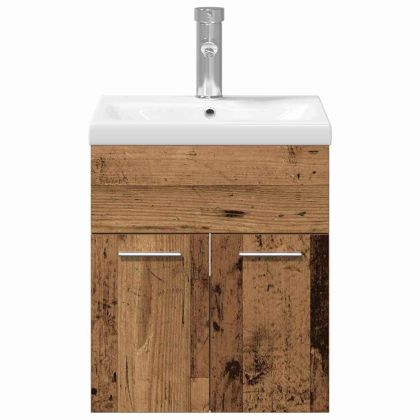 Комплект мебели за баня 3 pcs Старо дърво Инженерно дърво