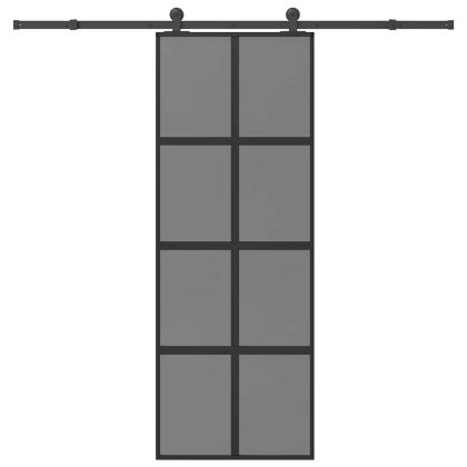 Плъзгаща се врата с обков 76x205 см Закалено стъкло&Алуминий