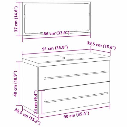 Шкаф за мивка в баня с чекмедже със съхранение 3 pcs Черния дъб