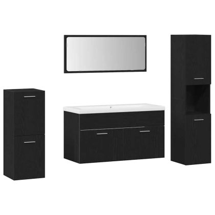 Комплект мебели за баня 5 pcs Черния дъб Инженерно дърво