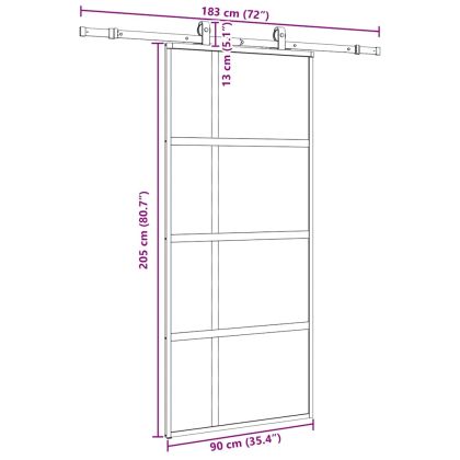 Плъзгаща се врата с комплект обков Черно 90x205 cm