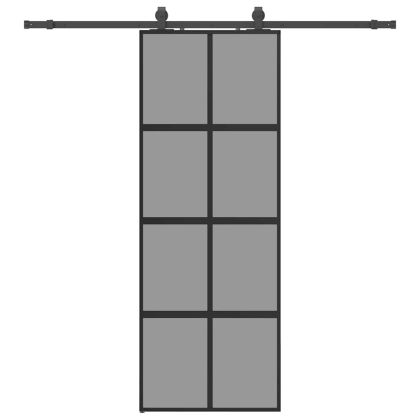 Плъзгаща се врата с комплект обков Черно 76x205 cm
