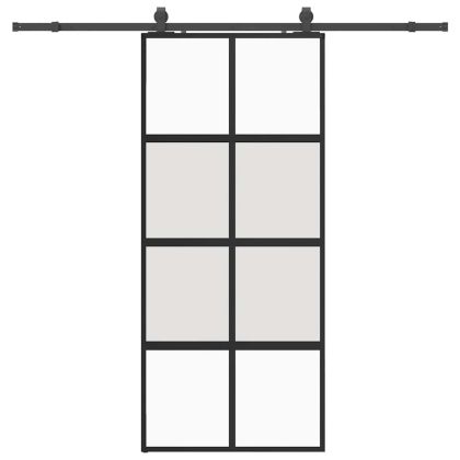 Плъзгаща се врата с комплект обков Черно 90x205 cm