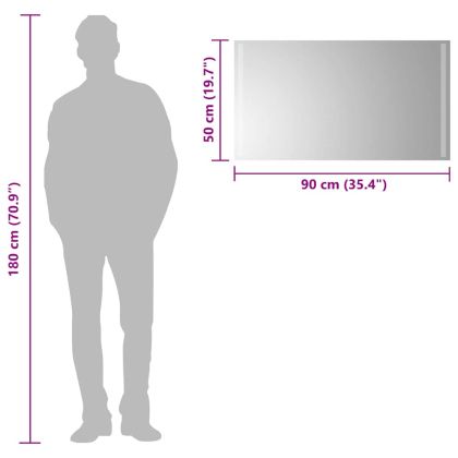 LED огледало за баня, 90x50 см