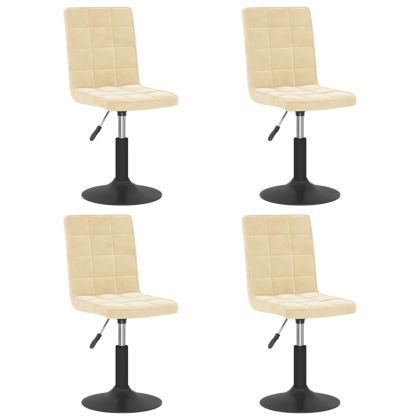 Въртящи се трапезни столове, 4 бр, кремави, кадифе