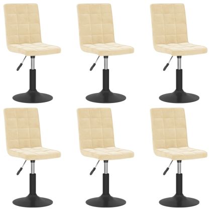 Въртящи се трапезни столове, 6 бр, кремави, кадифе