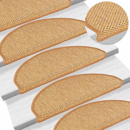 Самозалепващи стелки за стълби сизал 15 бр 65x21x4 см