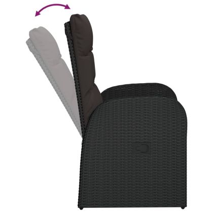 Градински трапезен комплект 7 части възглавници черен полиратан