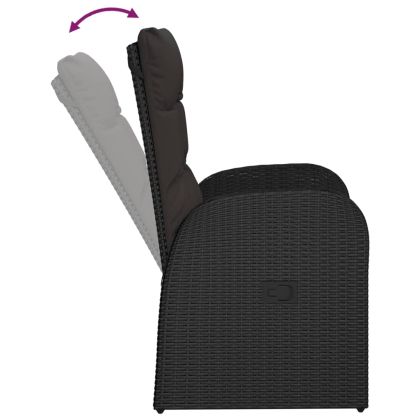 Градински комплект с възглавници 11 части полиратан черен