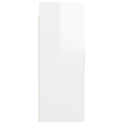 Окачен стенен шкаф, бял гланц, 69,5x34x90 см