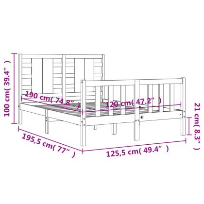 Рамка за легло с табла Small Double масивна дървесина