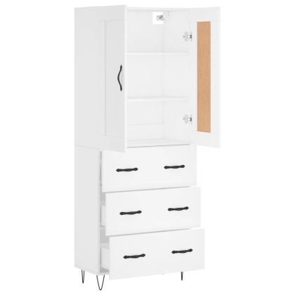 Висок шкаф, бял, 69,5x34x180 см, инженерно дърво